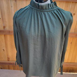 ANN TAYLOR women's ruffle necktie back blouse SMALL